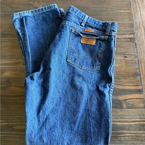 FR Wrangler Men's Deep Blue Straight Jeans 40x34